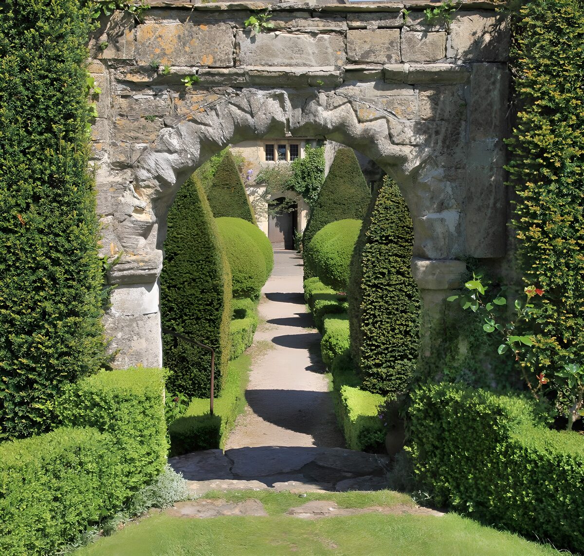 TP67906: Poort met pad en coniferen