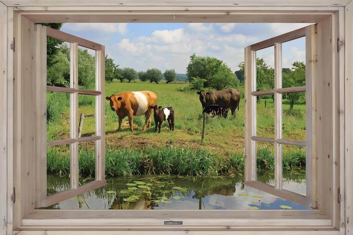 Uitzicht op een groene boerderij