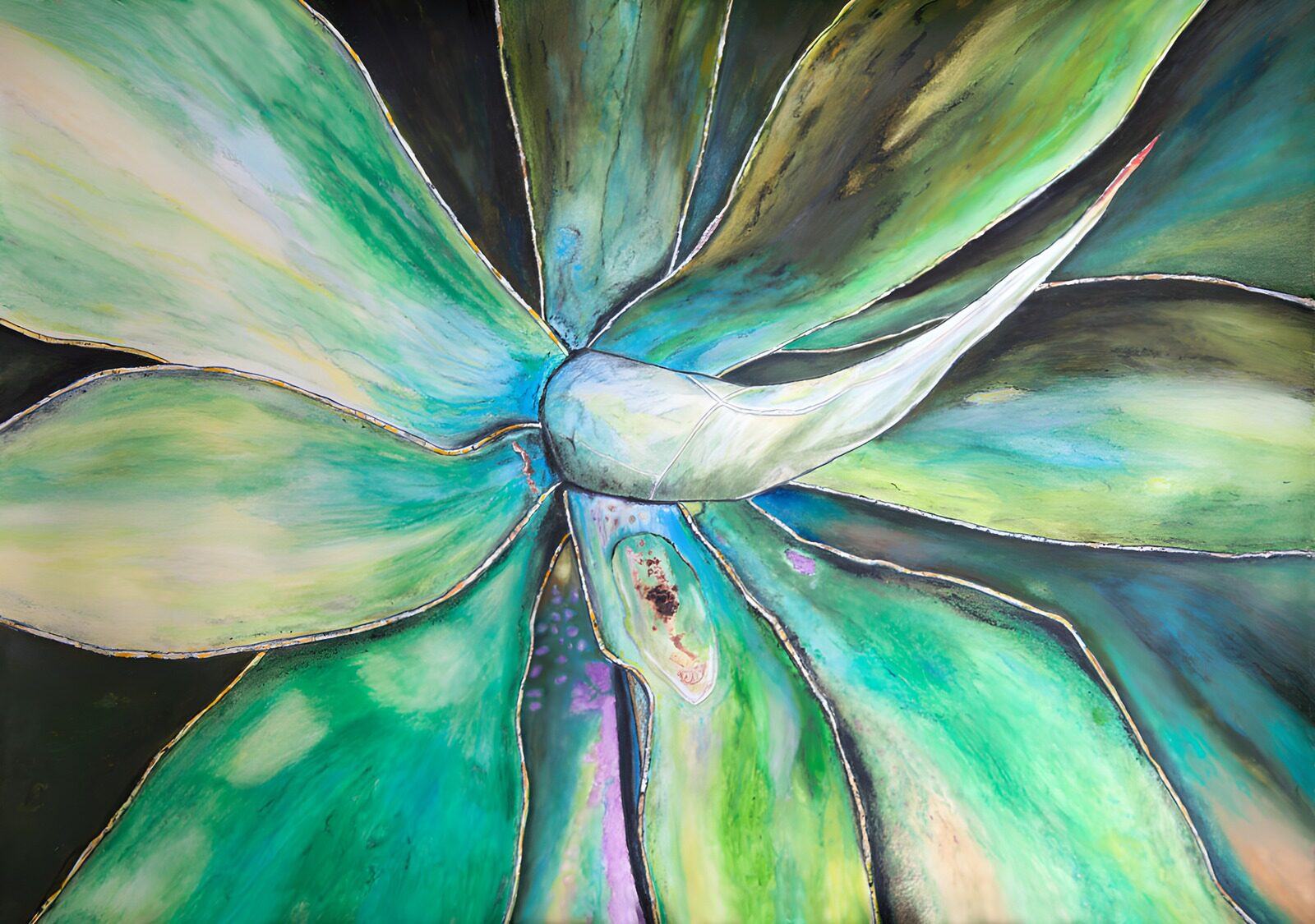 TP99683: Groene bladeren in abstracte stijl