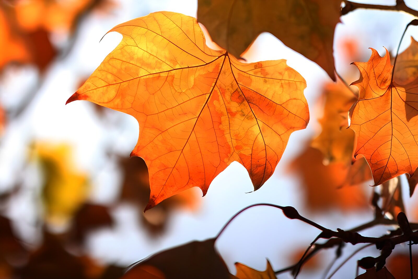 TP20213: Kleurige herfstbladeren in het zonlicht
