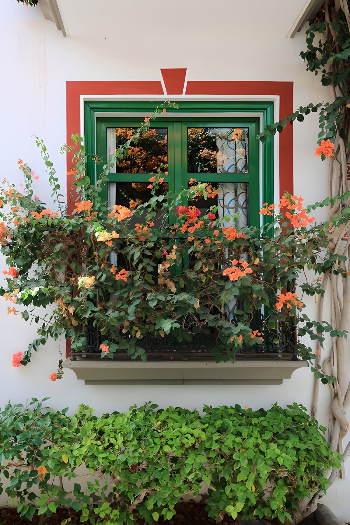 TP58687: Kleurrijke vensterdecoratie met bloemen