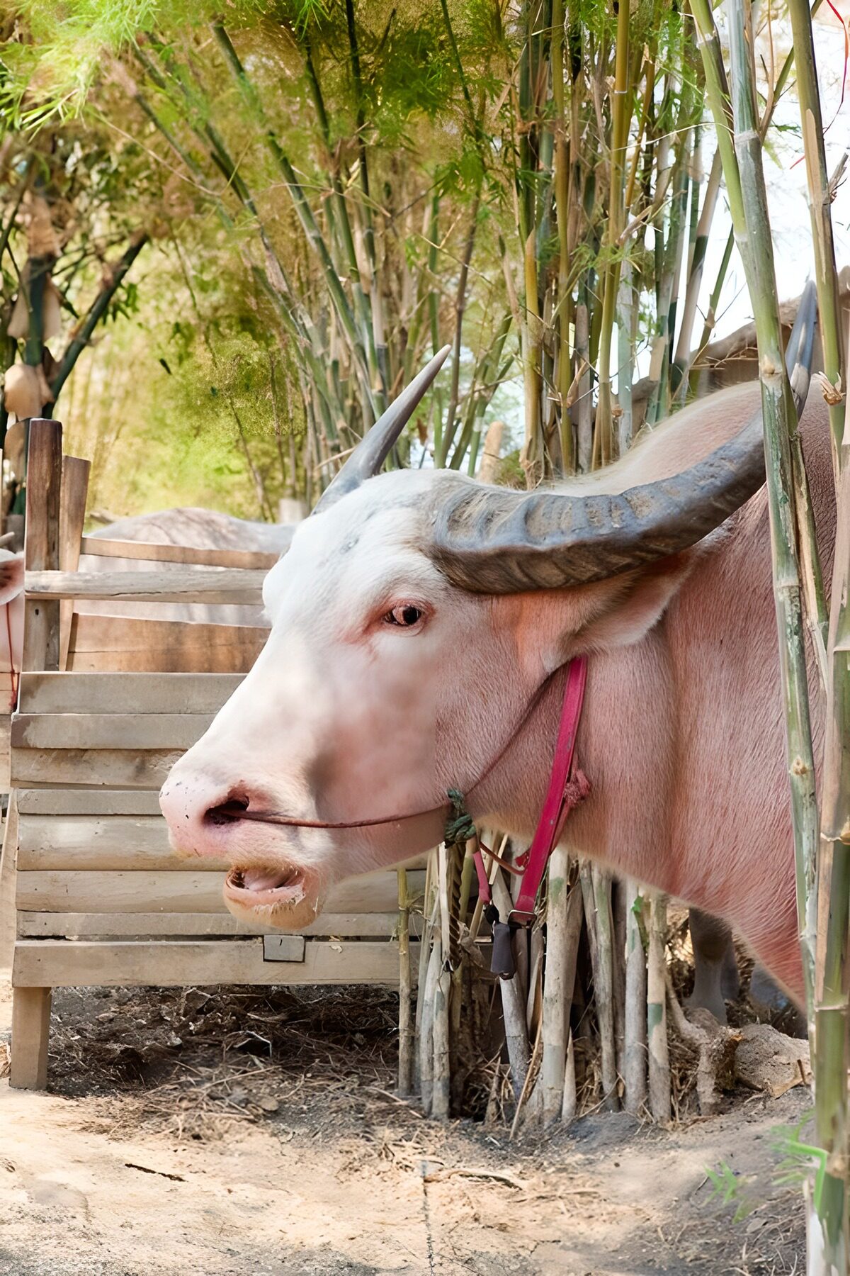 TP69321: Albino buffel in Thailand op de boerderij