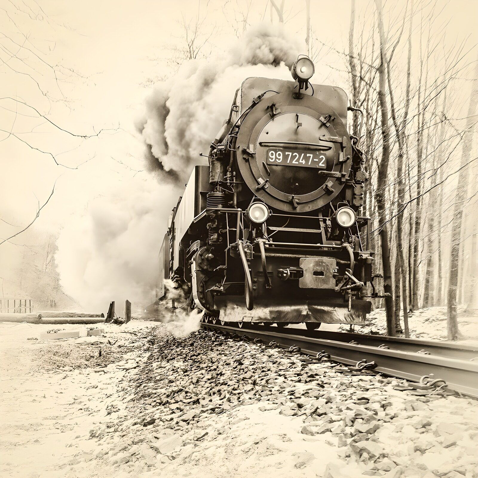 TP94304: Stoomlocomotief in het winterlandschap