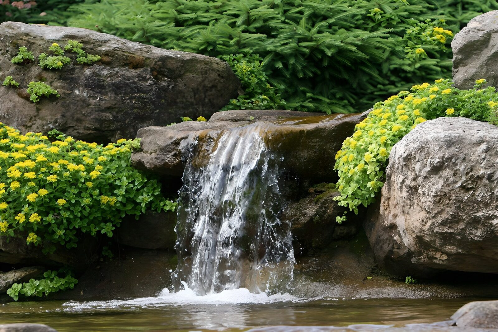 TP57812: Waterval met bloemen en rotsen