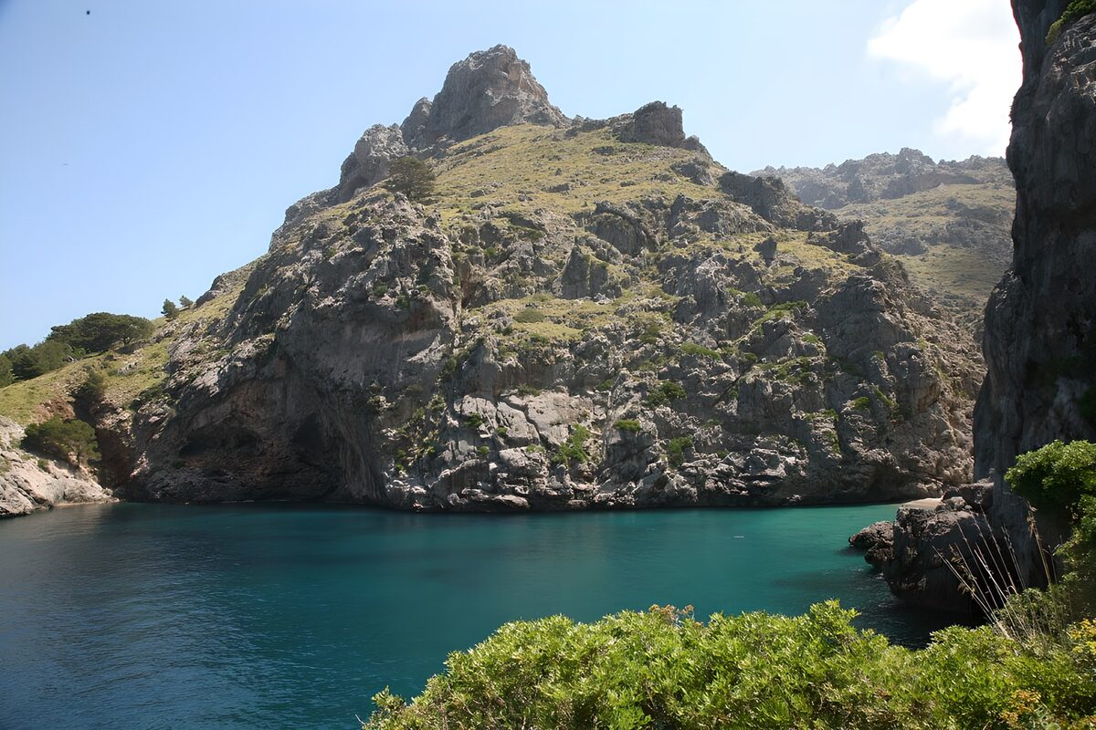 Berg aan rivier met bossen 2