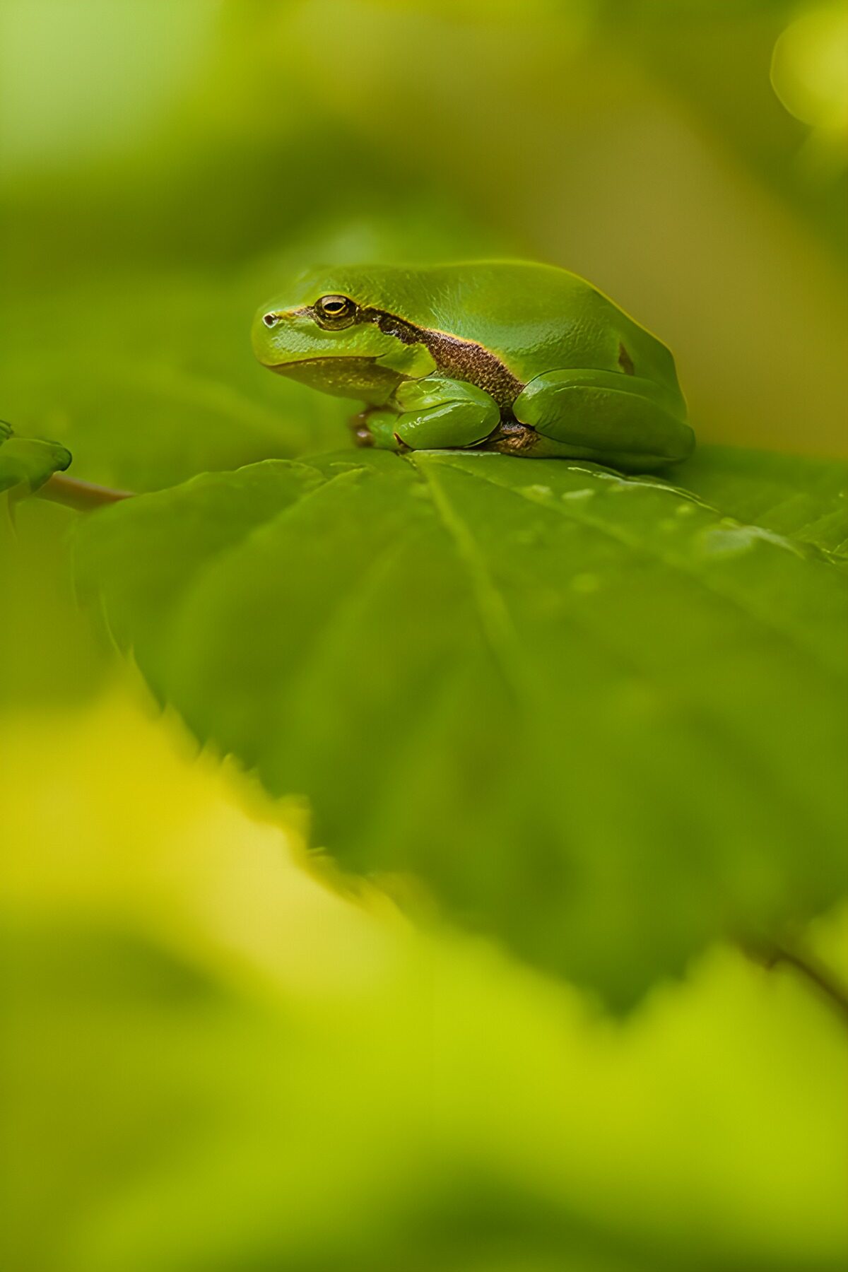 Groene kikker op een blad