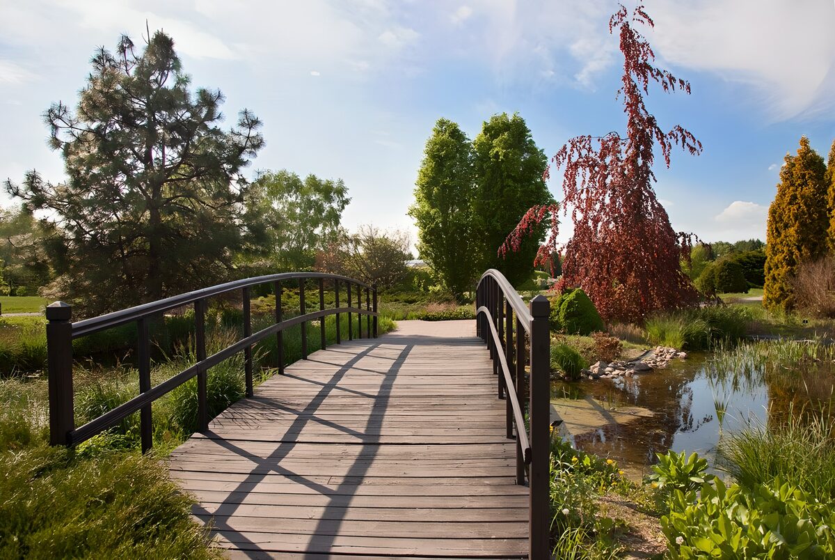 Brug overgang door park