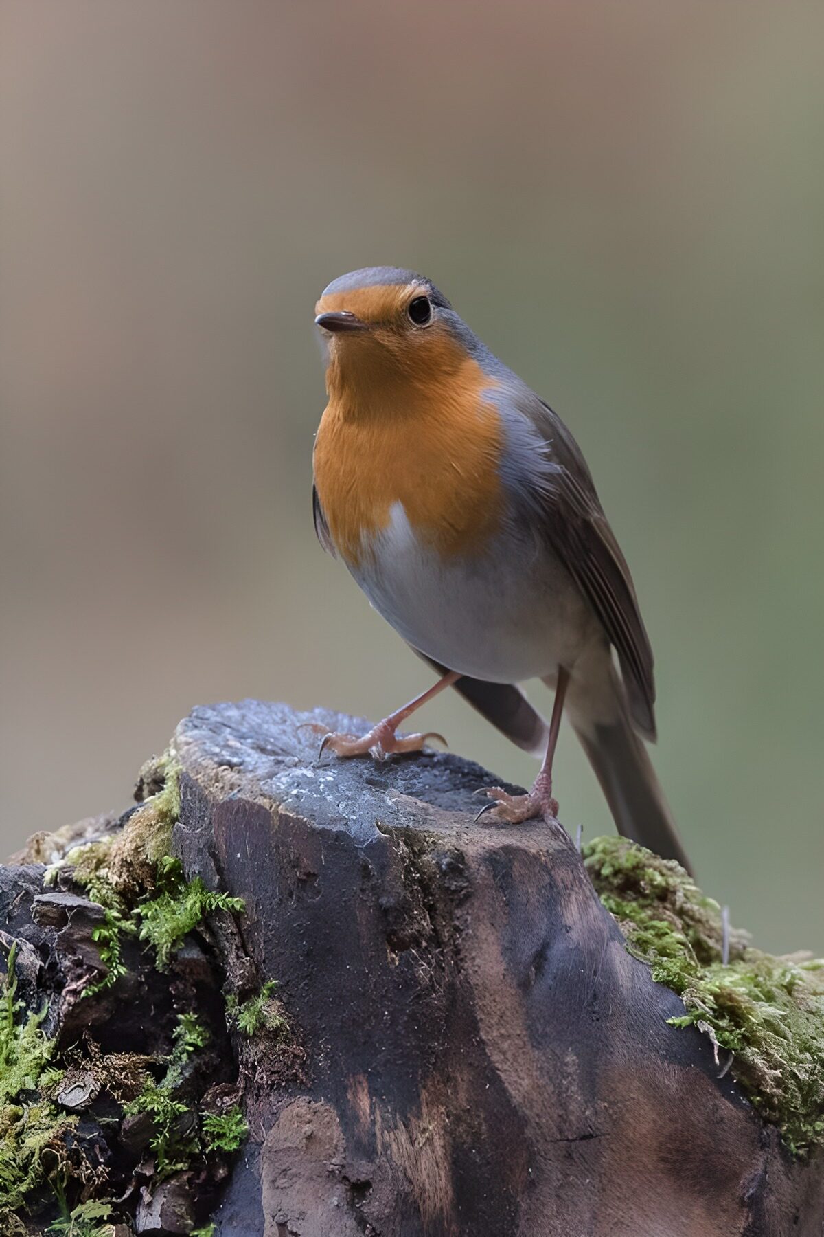 Vrolijke Roodborst op een Stronk