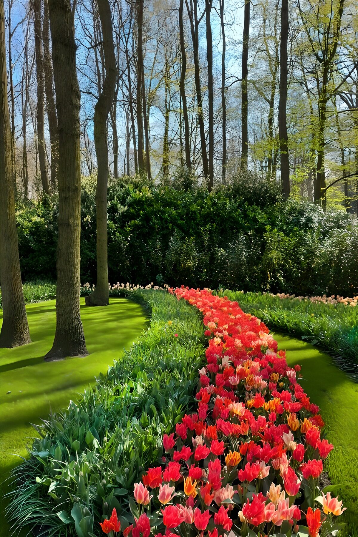 TP99862: Kleurrijke tulpen in het bos