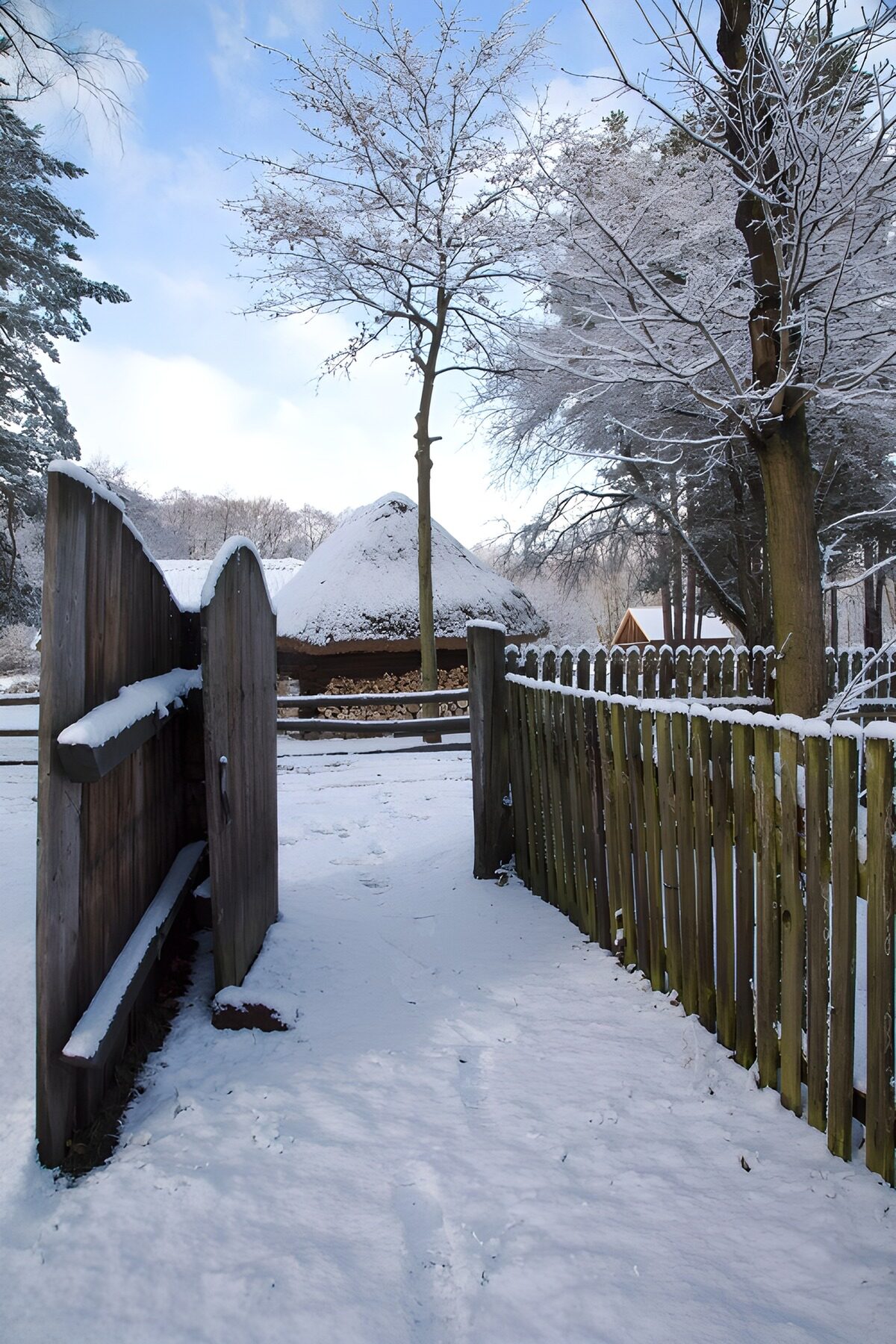 Winterse toegang tot een boerderij