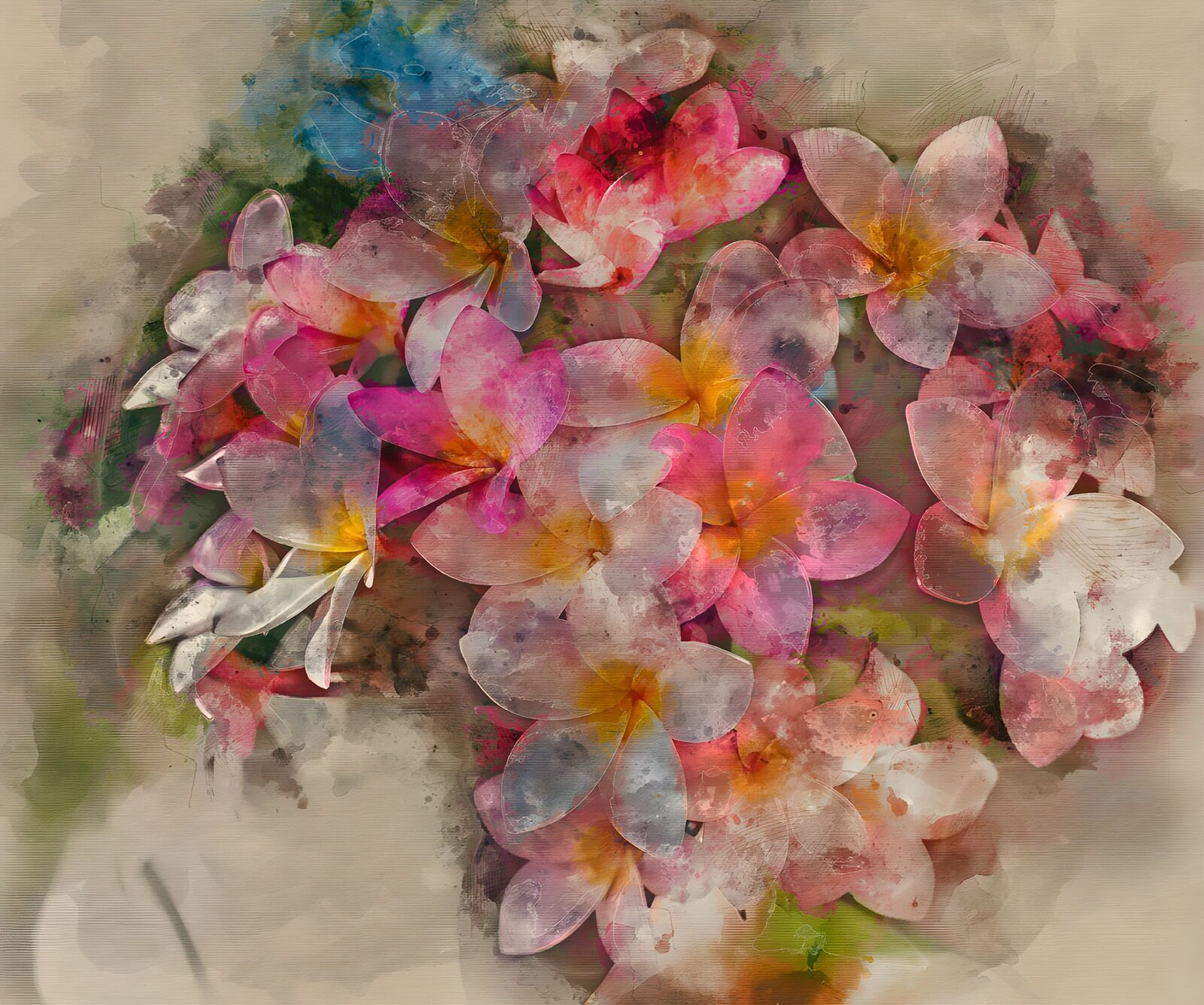 TP85415: Kleurrijke Bloemen in Waterverf