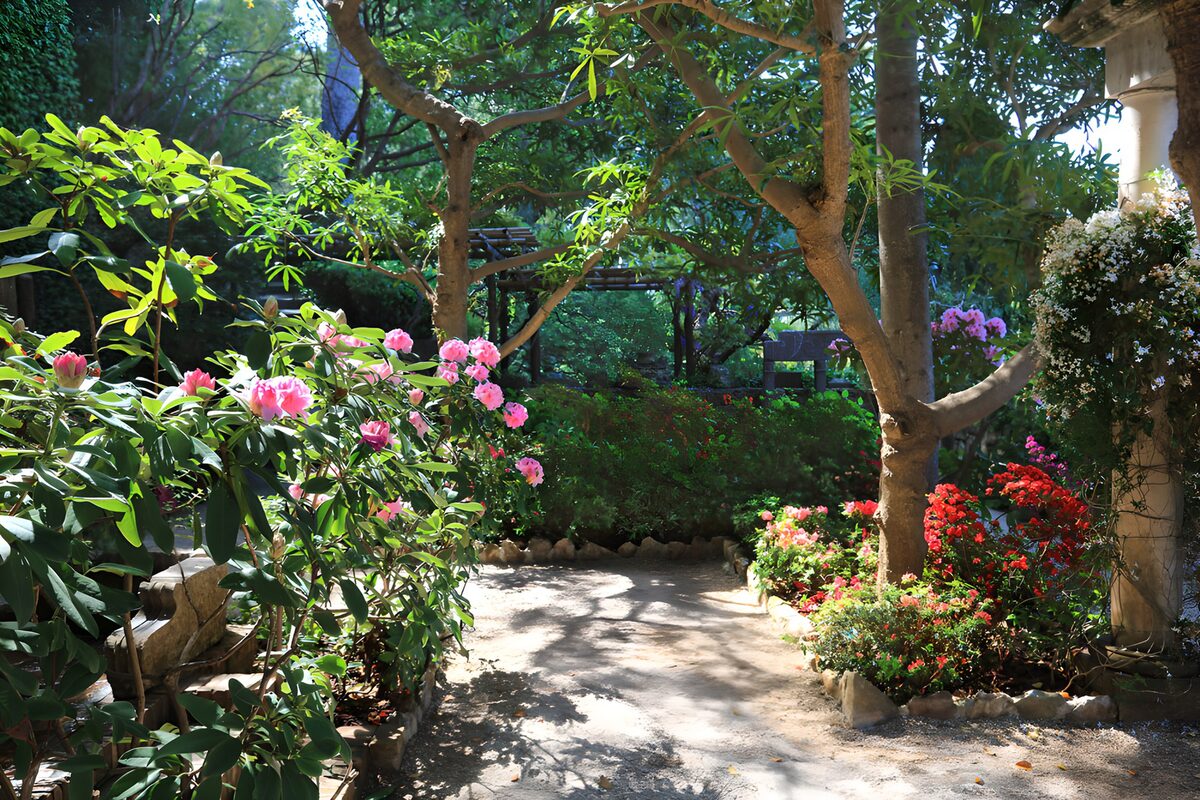 Japanse tuin met prachtige bloemen