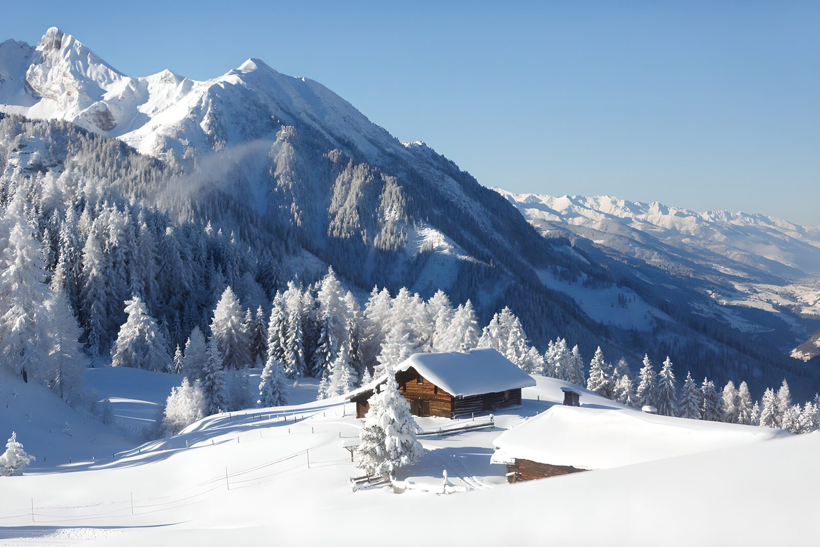 TP47059: Sneeuwlandschap met bergen en chalets