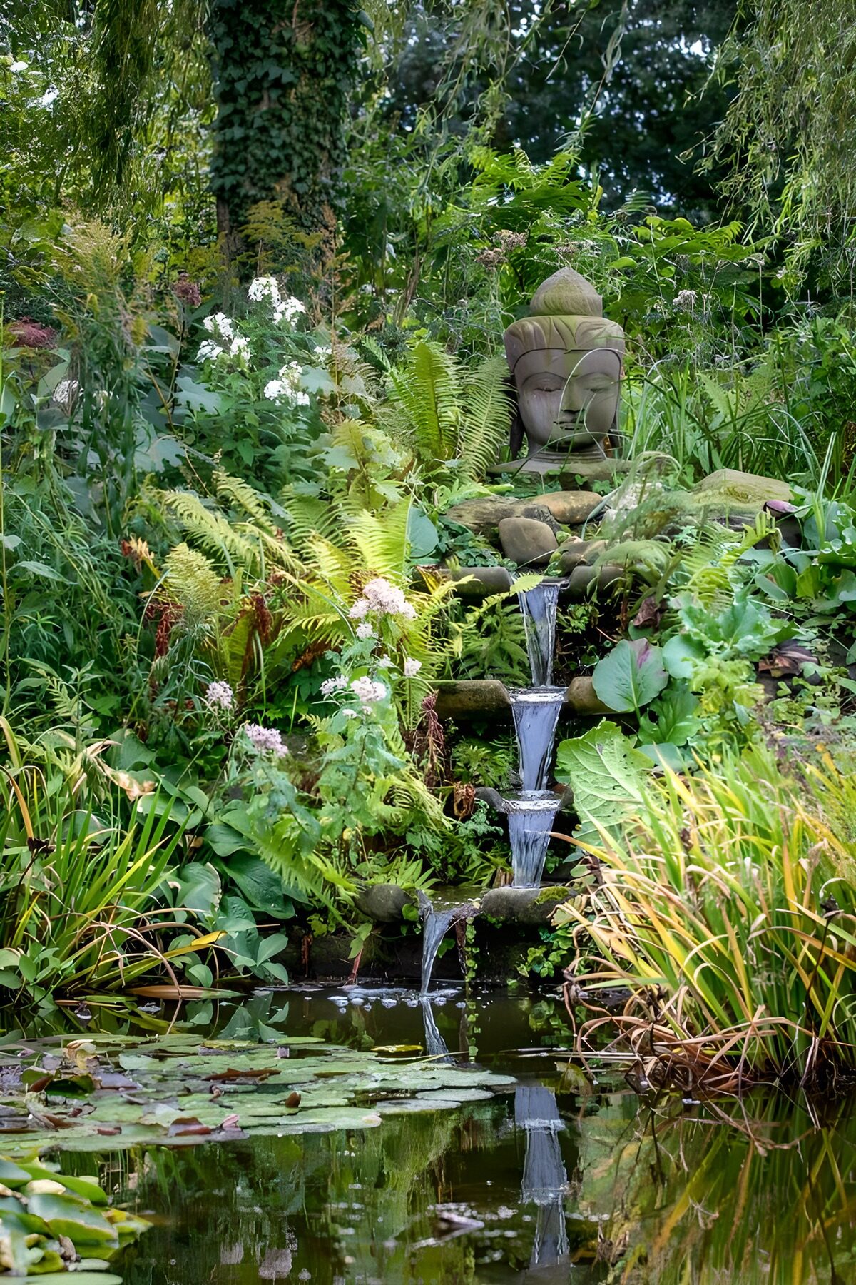 TP31550: Rustige tuin met watervalletje en boeddha