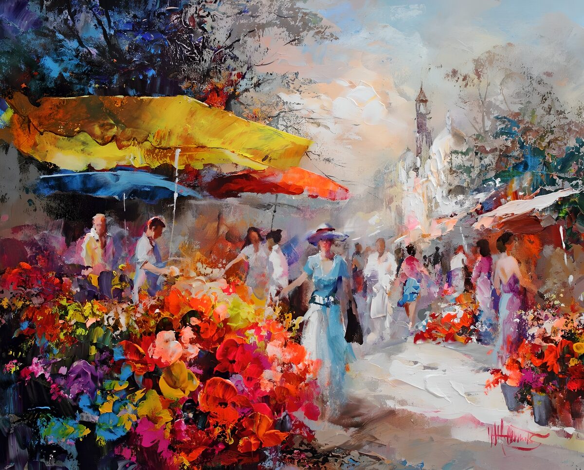 Kleurrijke Markt in de Zomer