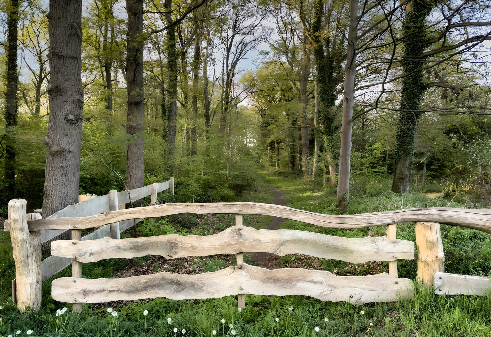 TP34150: Rustieke houten afrastering bij bosrand