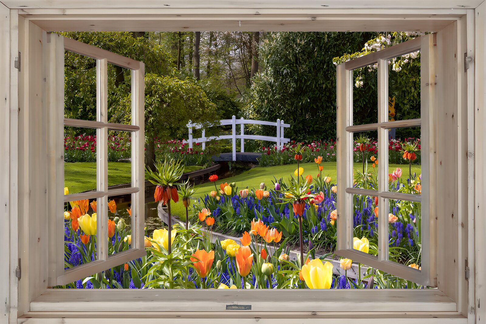TP17555: Uitzicht op een kleurrijke tuin