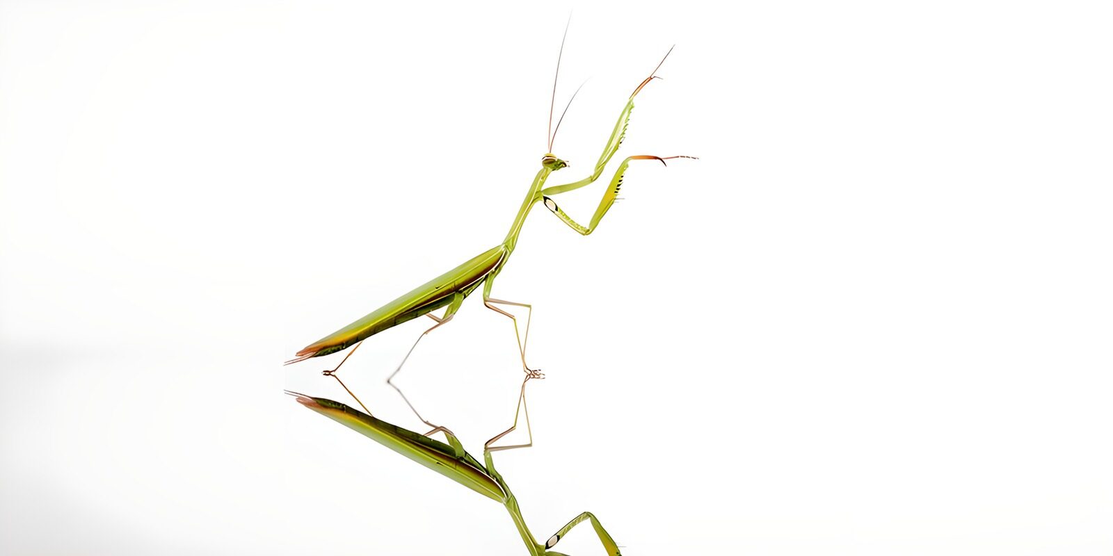 TP12828: Groene bidsprinkhaan met zijn poten aan het zwaaien