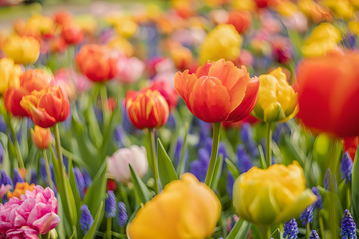 Kleurrijke tulpen in bloei