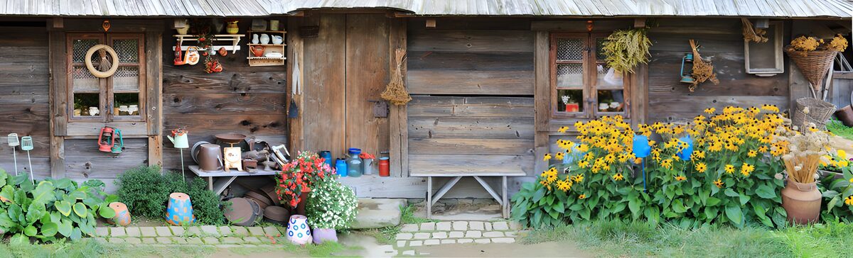 TP47772: Kleurrijke boerderij met bloemen
