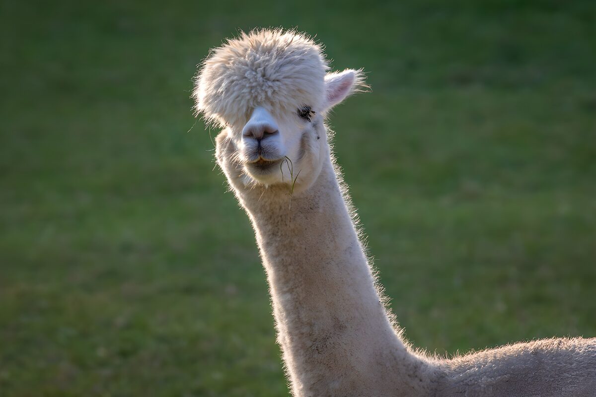Schattige alpaca met pluizige kop