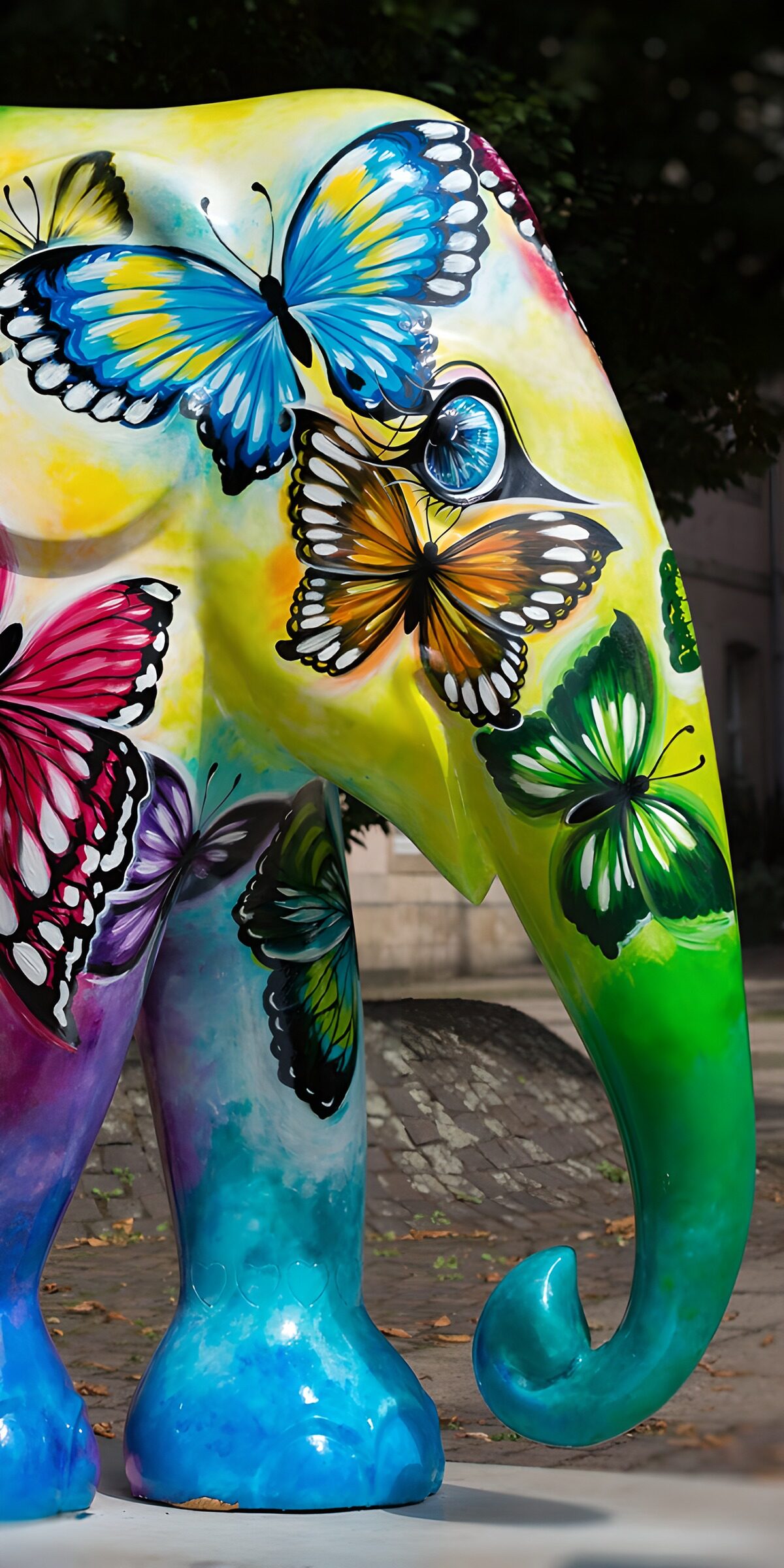 TP36054: Kleurrijke olifant met vlinders