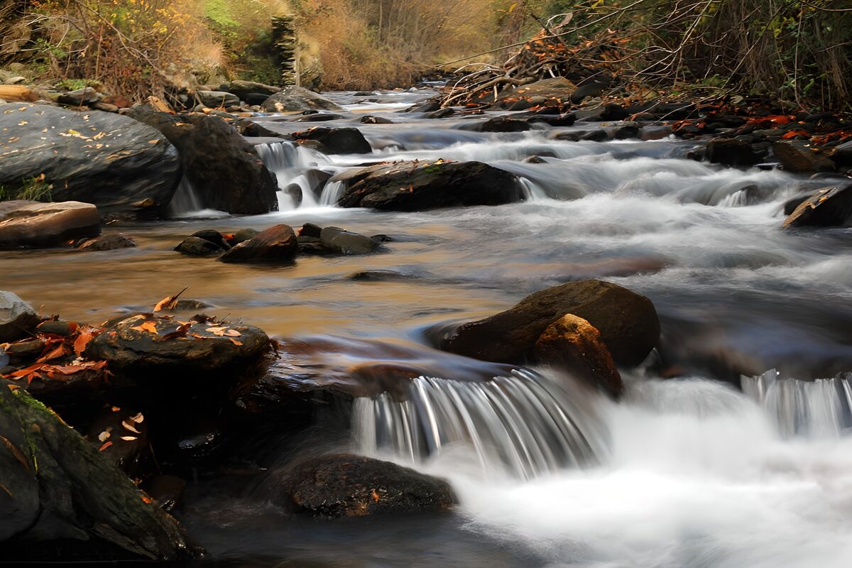 TP33622: Rustige Bergbeek met Vallend Water