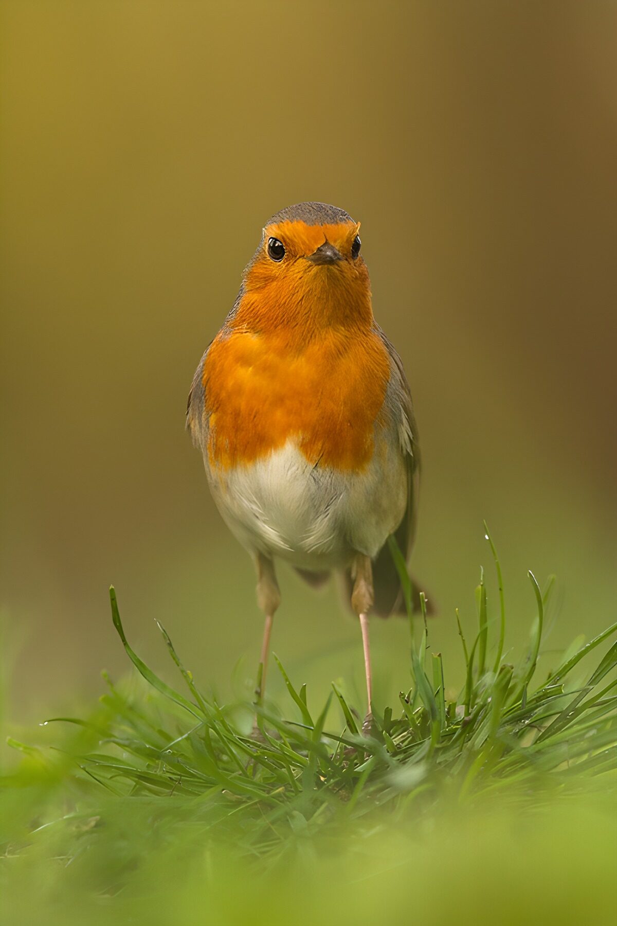Schattige Roodborst in het Gras
