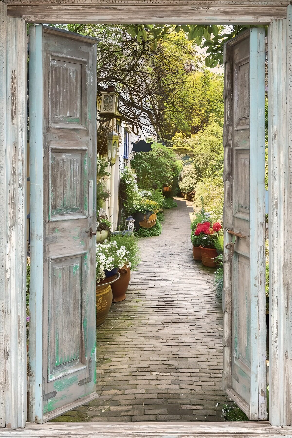 TP86536: Tuinpad door de oude deuren