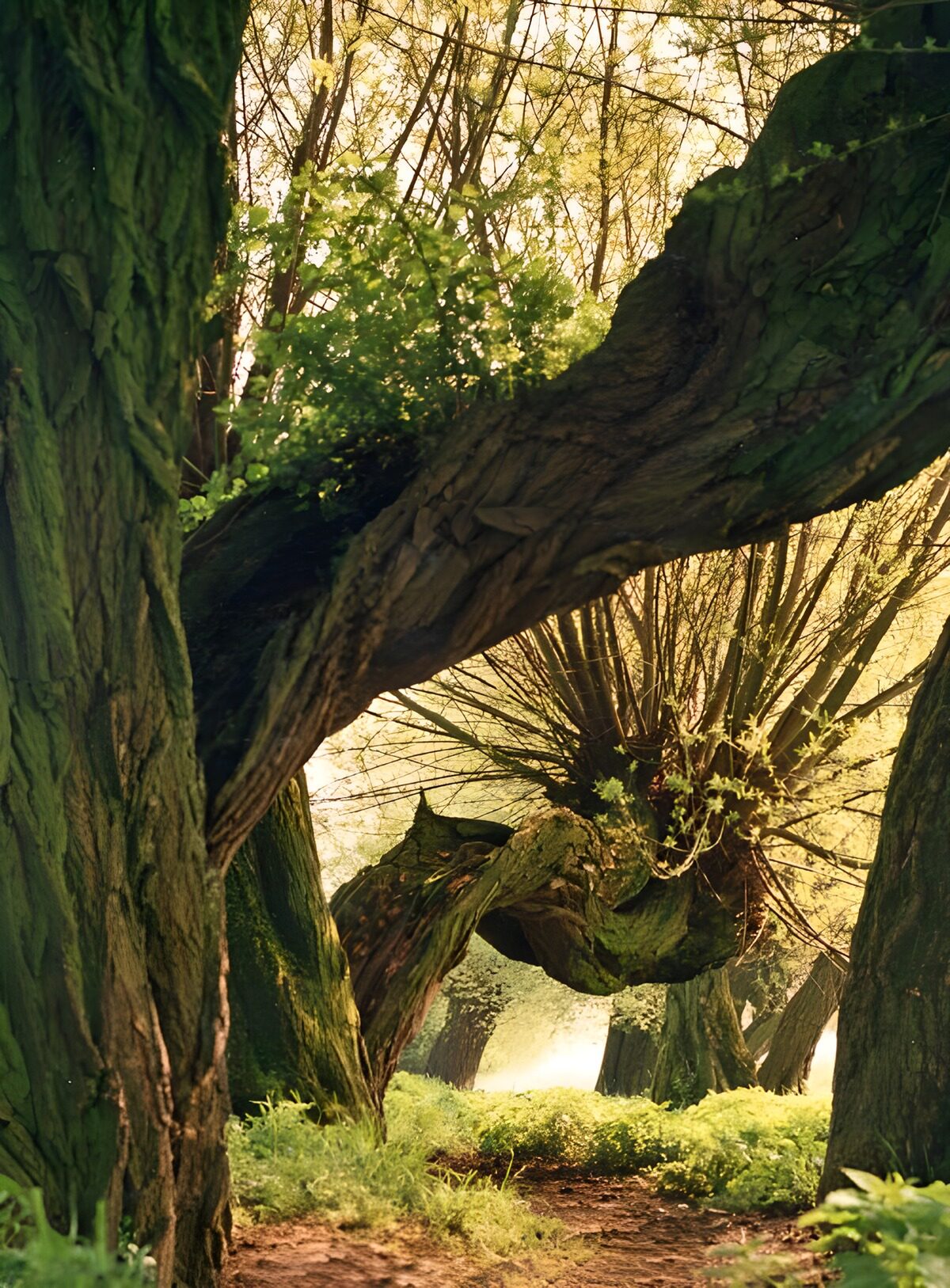 Betoverend bos met kronkelige bomen