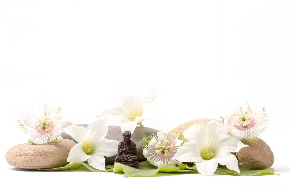 Zen Tuin met Boeddha en Bloemen