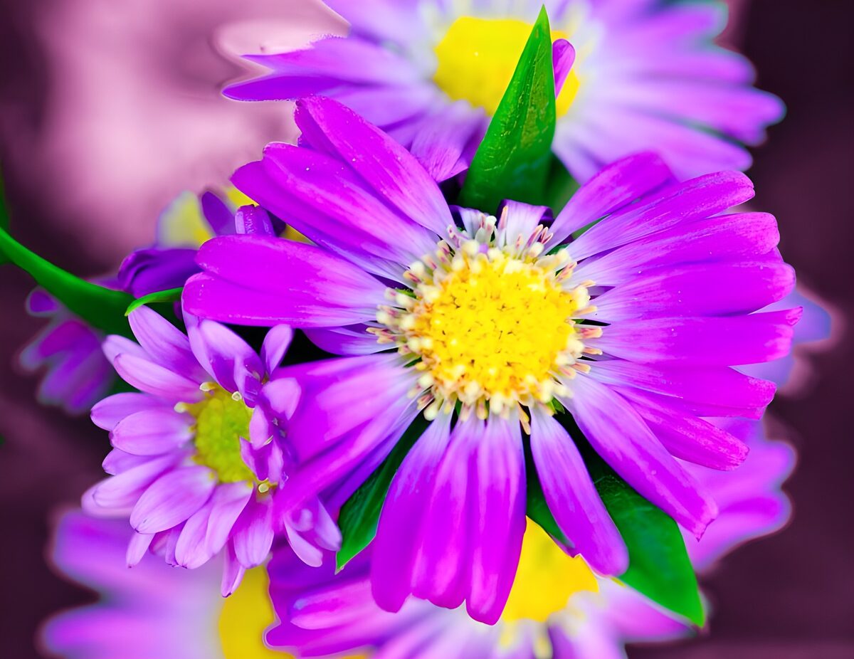 Zonnig hart in lila margriet