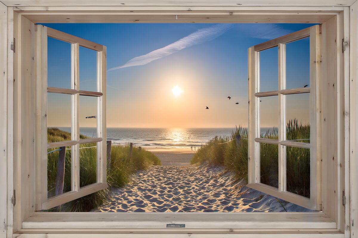 Zonsondergang boven het strand