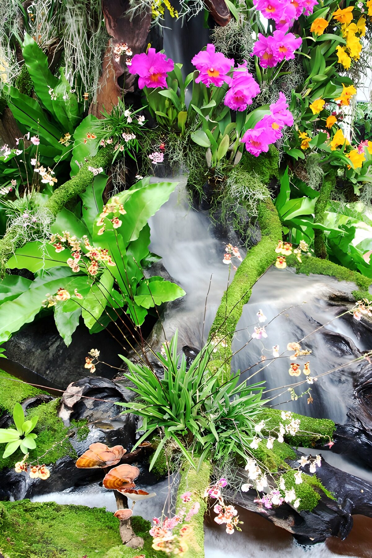 TP41348: Waterval tussen kleurrijke bloemen