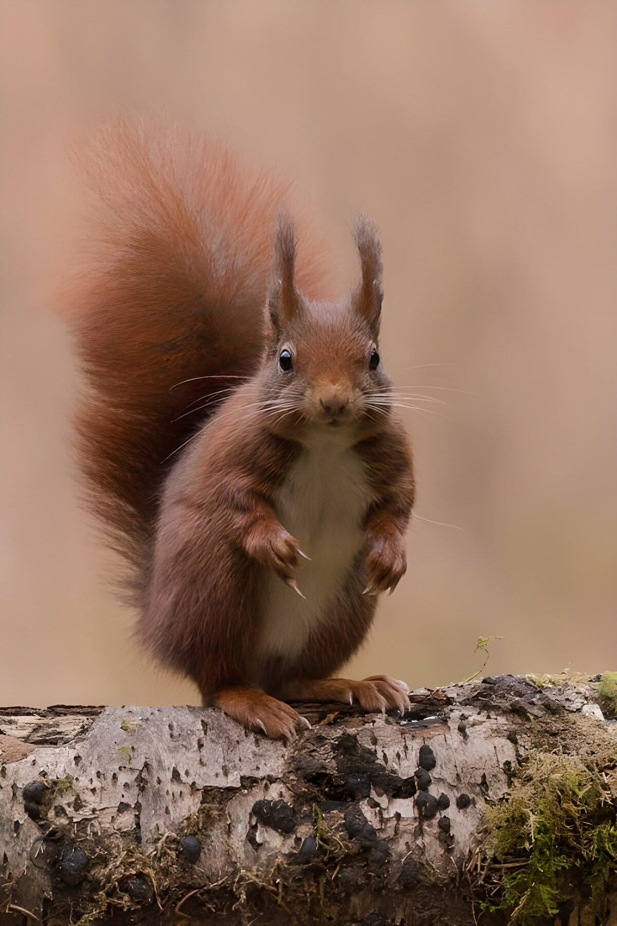 Schattig Eekhoorntje op een Boomstam