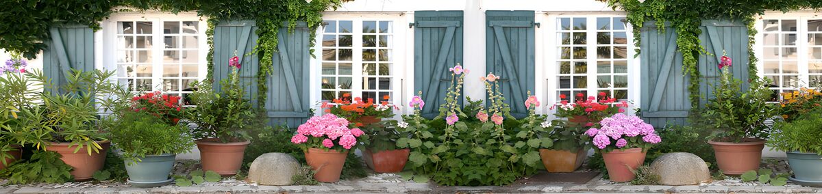 Kleurrijke bloementuin bij de woning