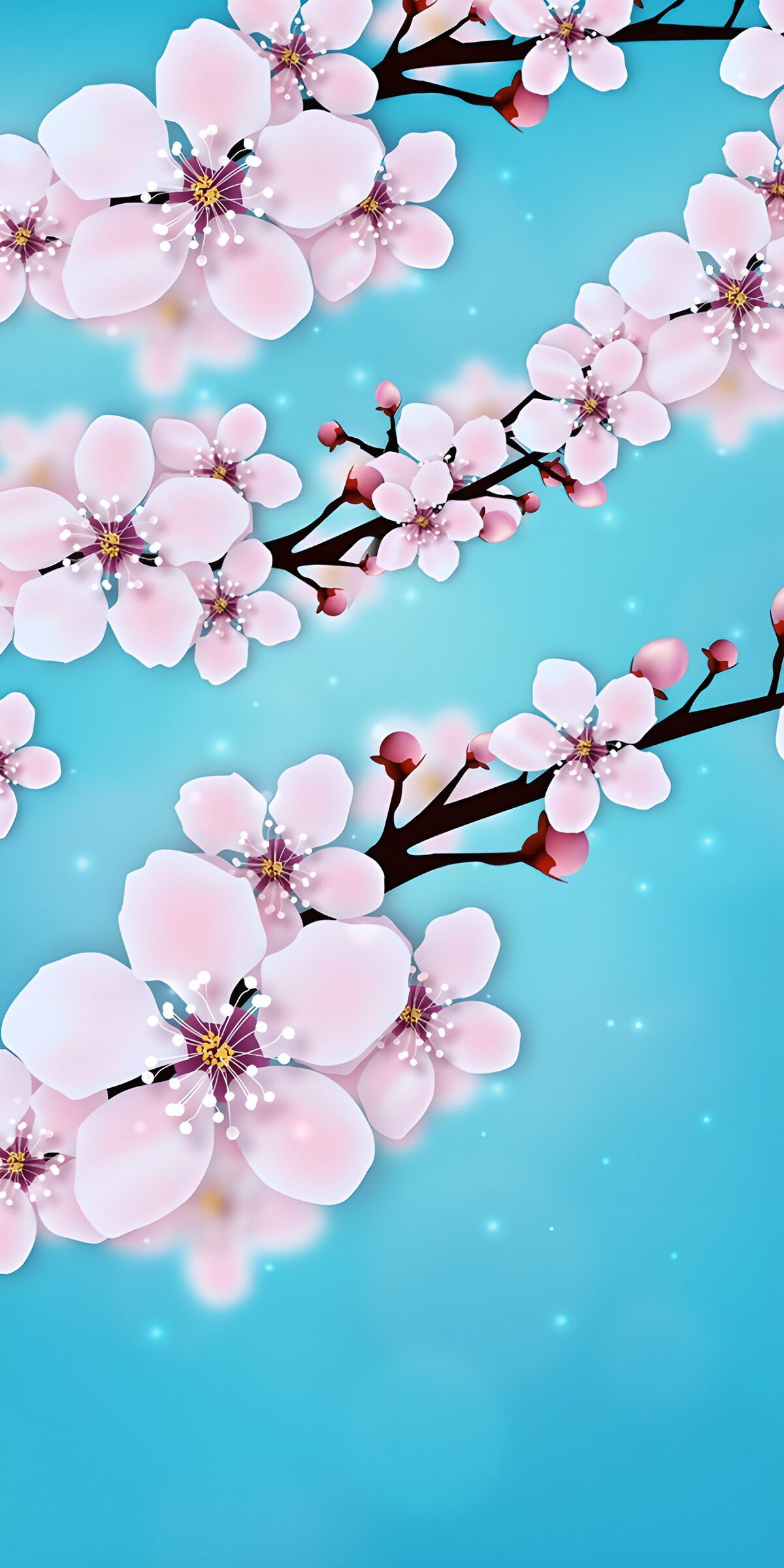 Lente Bloesems op een Blauwe Achtergrond