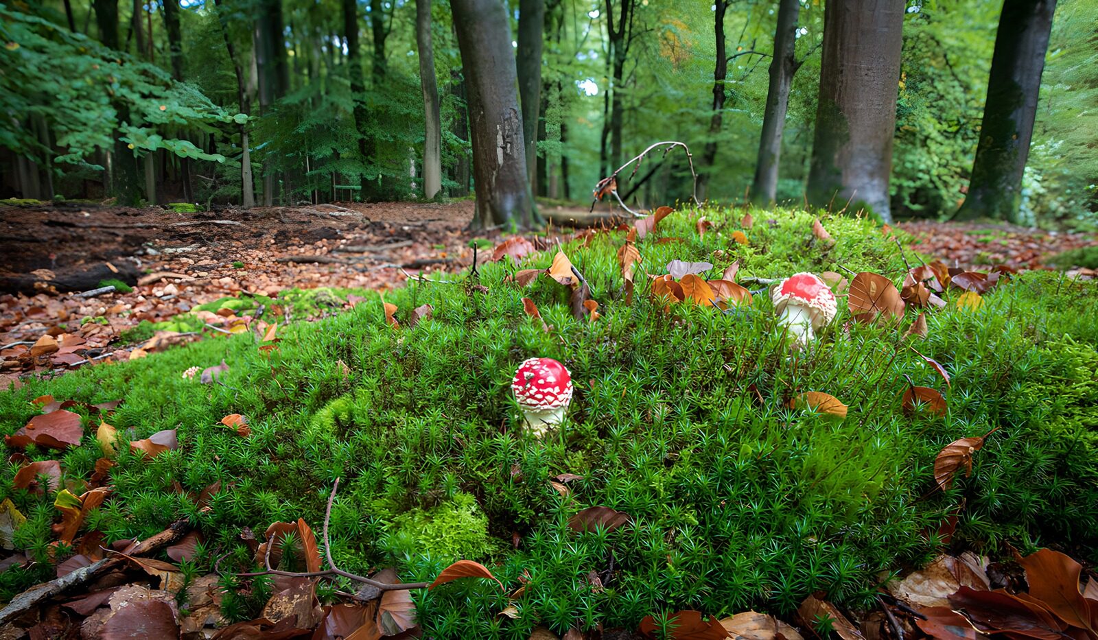 TP24418: Paddenstoelen in het groene bos