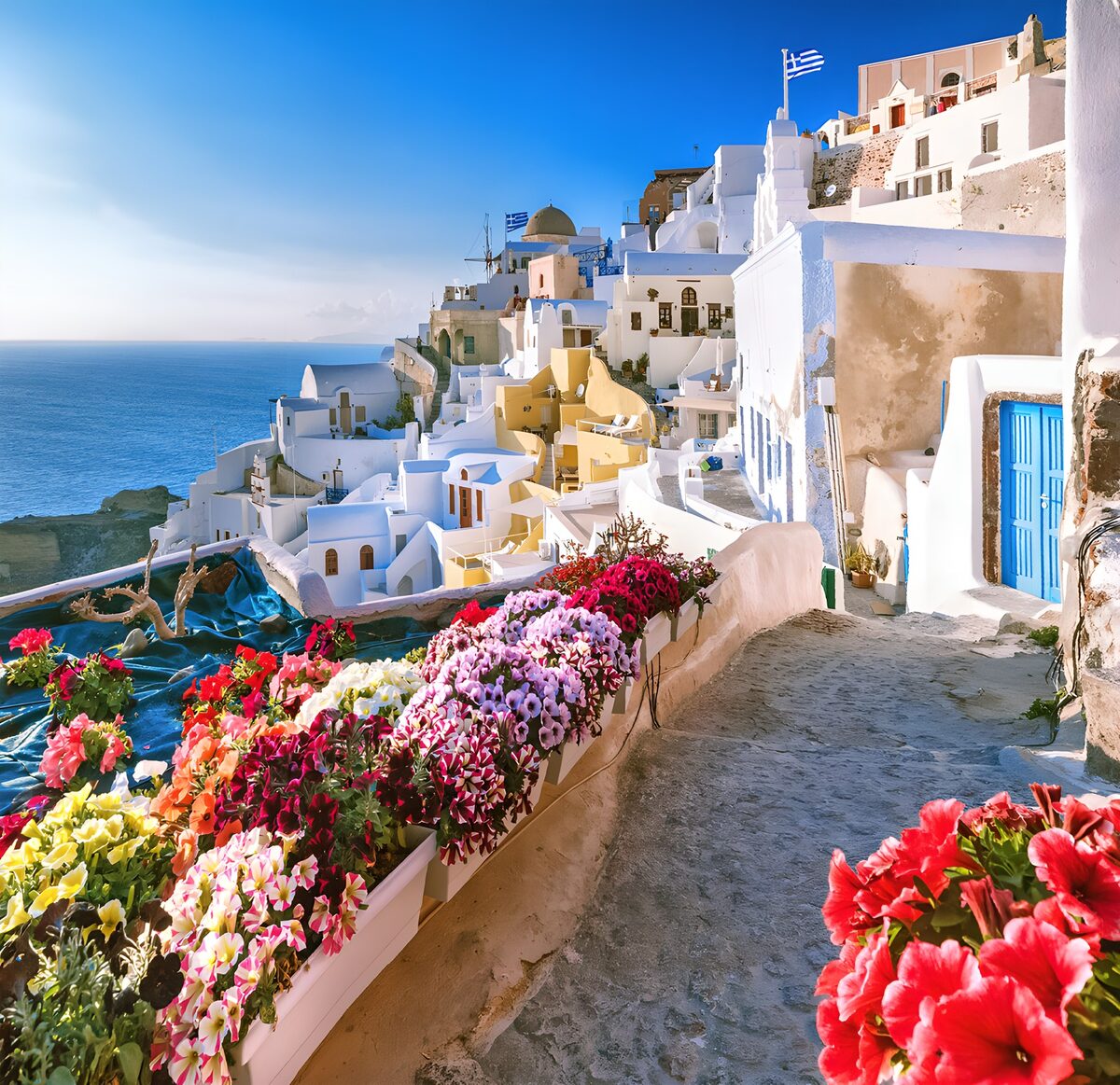 Zomerse straat in Santorini