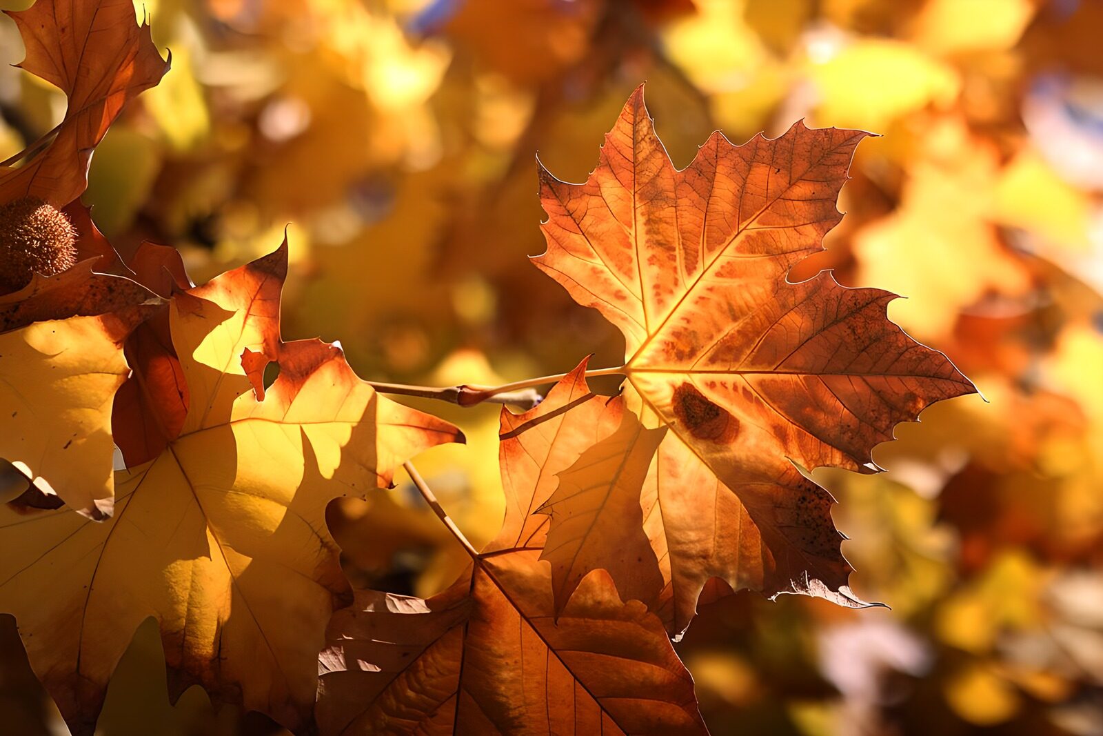 TP50767: Kleurrijke herfstbladeren in zonlicht