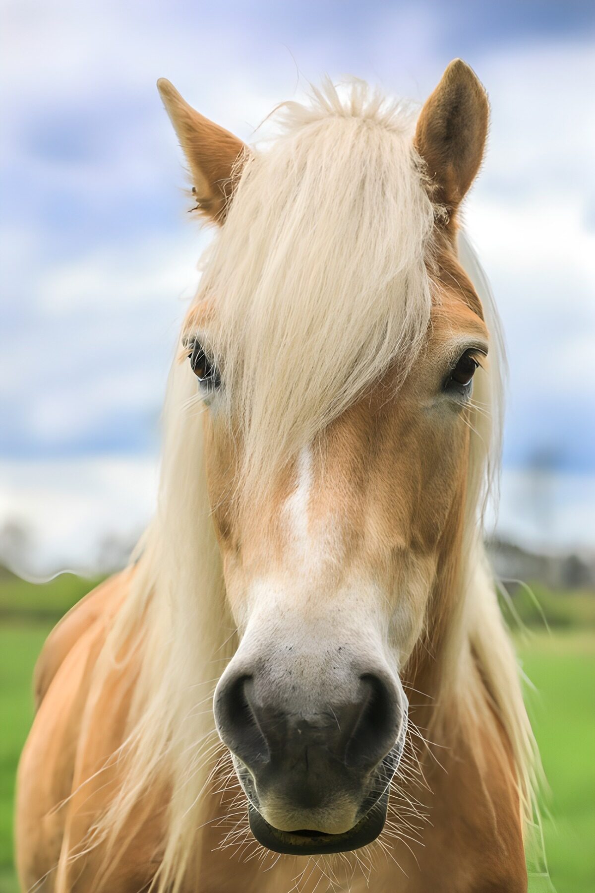 Blij paard in het groene gras