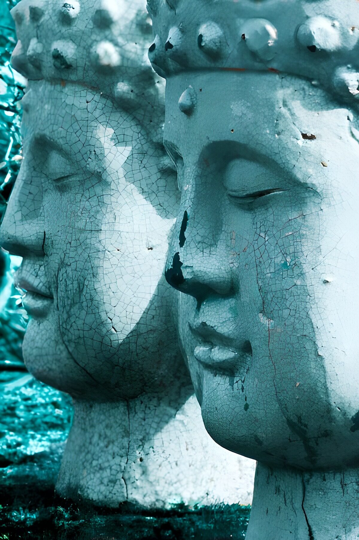 TP73078: Twee Boeddha gezichten in blauw
