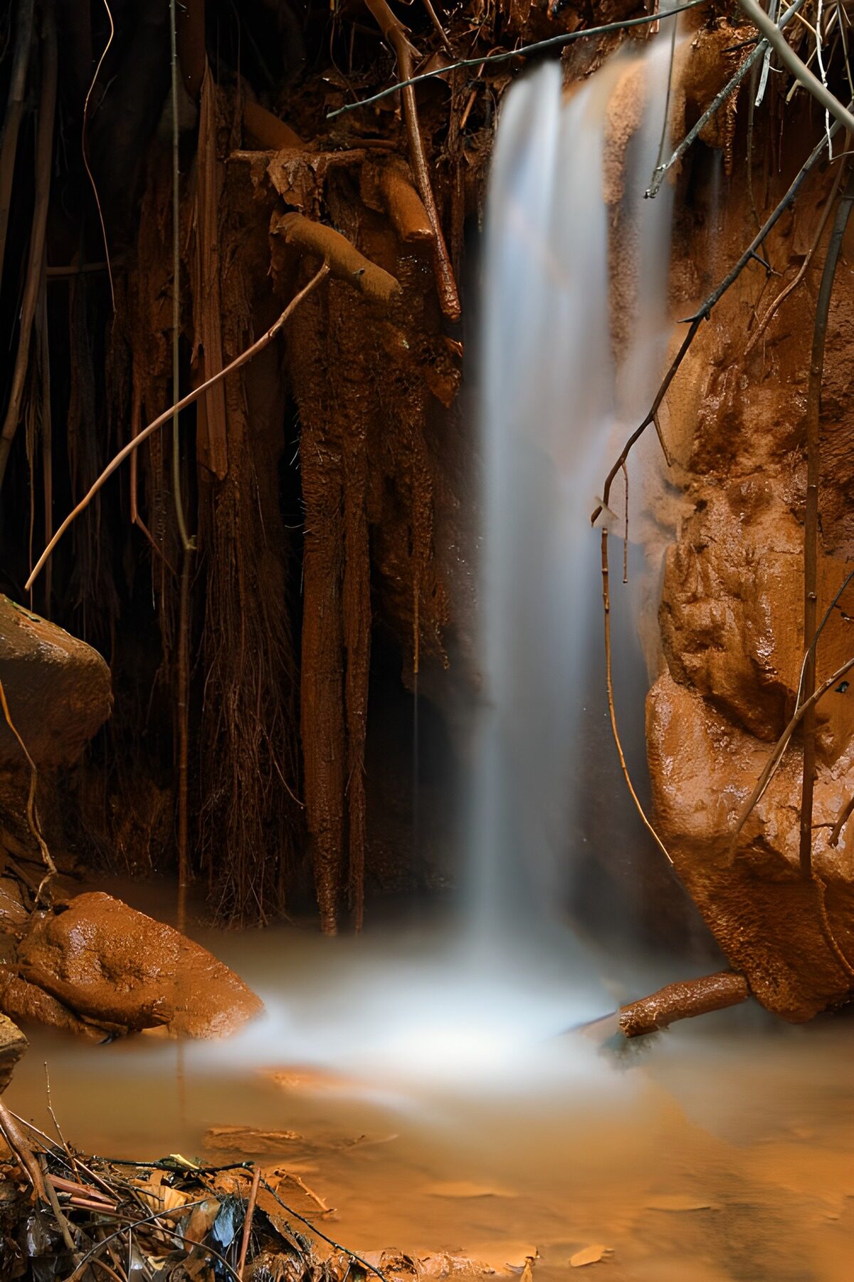 Waterval omgeven door natuur