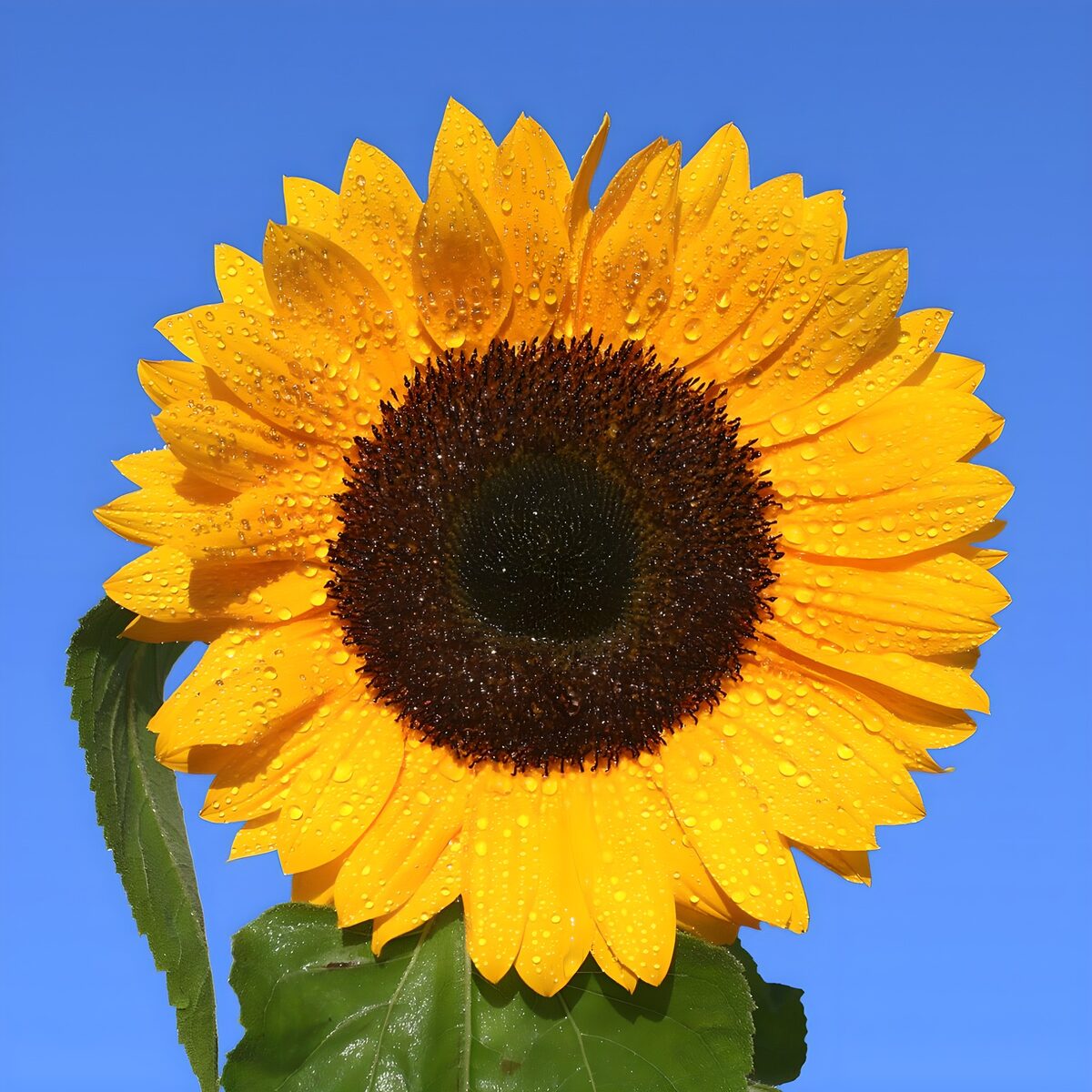 TP87105: Stralende Zonnebloem met Dauw