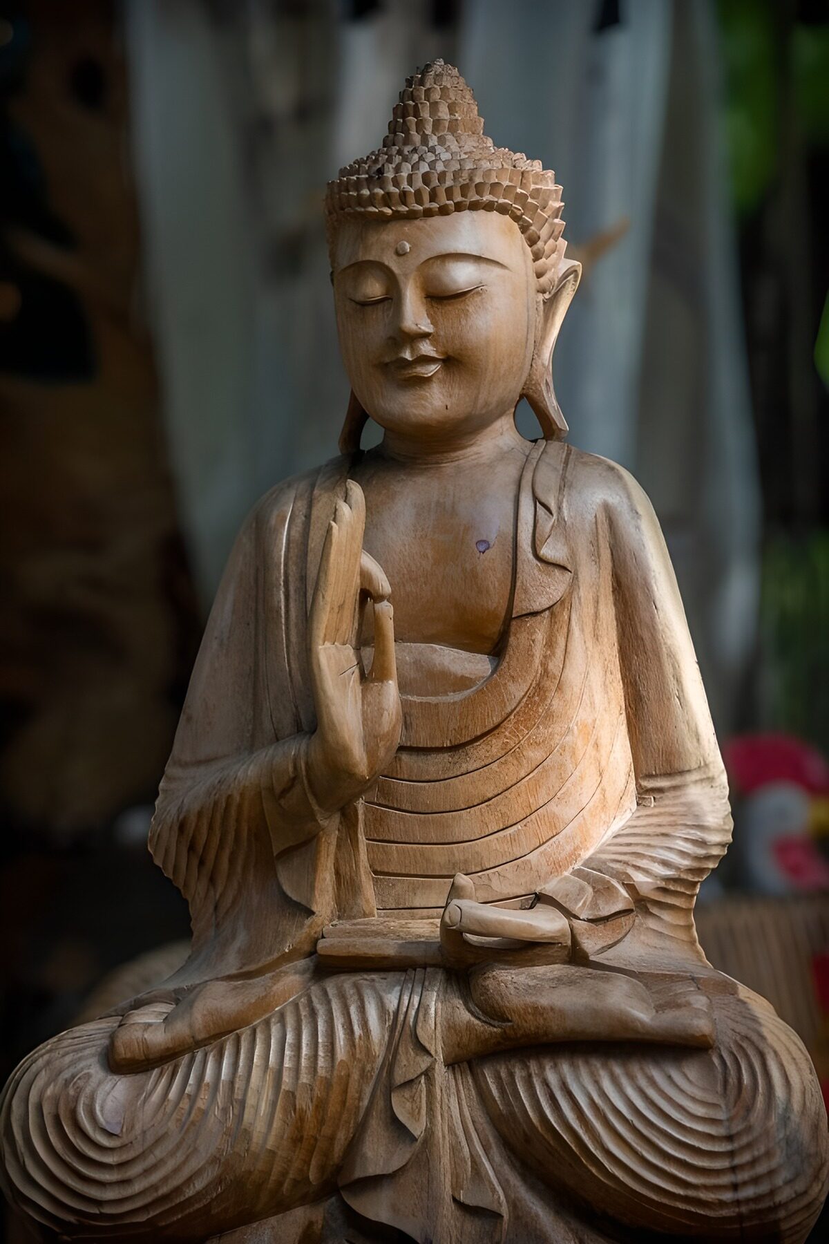 TP84415: Houten Boeddha Beeld