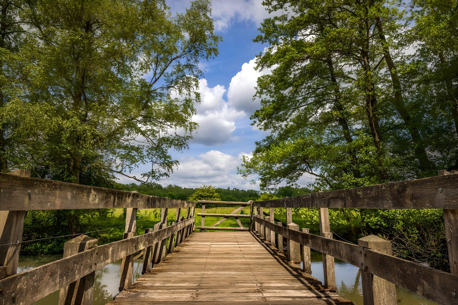 TP10185: Houten brug in een groene omgeving