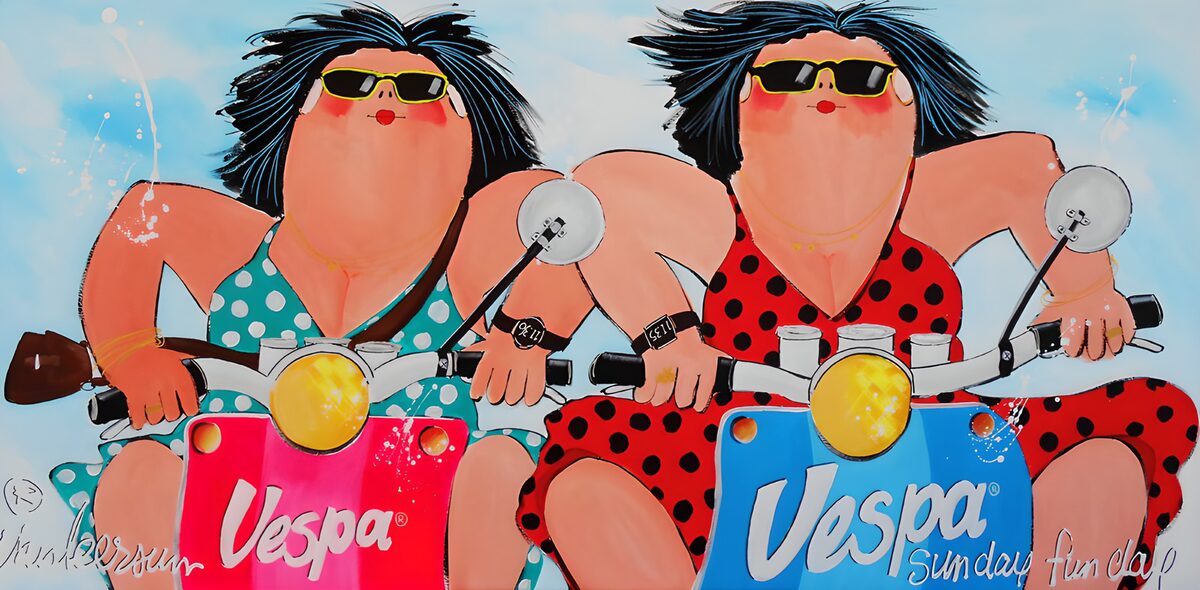 Vrolijke Vespa Rijdsters
